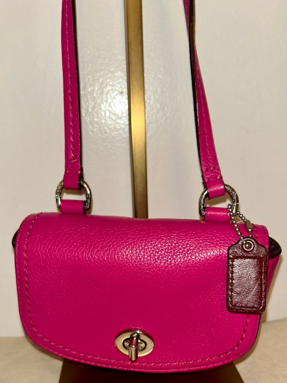 Coach Hot Pink Leather Mini Crossbody